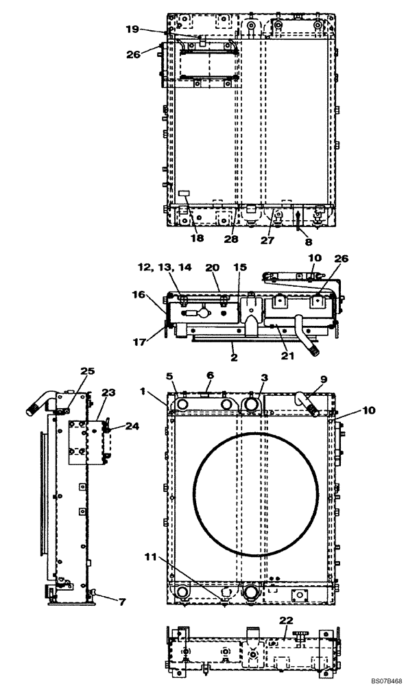 Схема запчастей Case CX130B - (02-06) - RADIATOR ASSY (02) - ENGINE