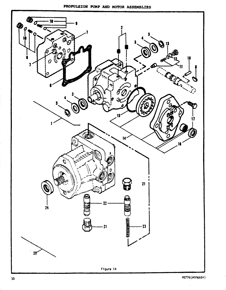 Схема запчастей Case N63 - (30) - PROPULSION PUMP AND MOTOR ASSEMBLIES 