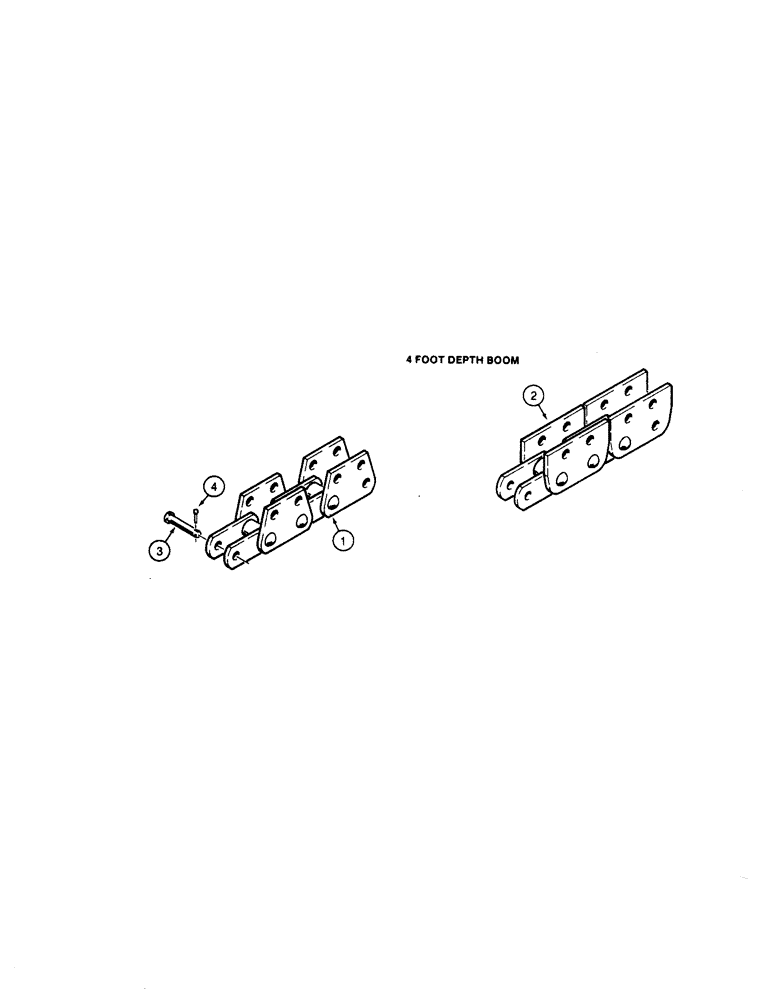 Схема запчастей Case 360 - (9-040[A]) - STANDARD AND ANTI-BACKFLEX DIGGING CHAINS - 50,000 LB. CHAINLINE, 4 FOOT (1.2M) DEPTH BOOM (09) - CHASSIS/ATTACHMENTS