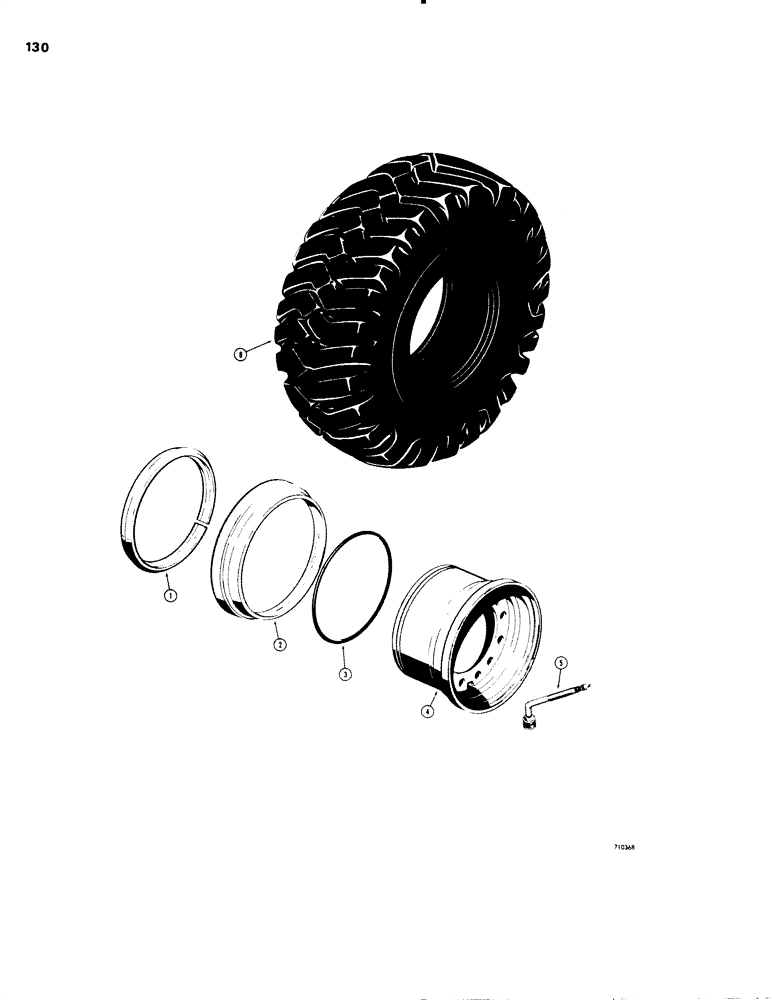 Схема запчастей Case W20 - (130) - RIMS & TIRES,USED ON MODELS W/17.50 X 25 -10, 12 & 16 PLY TIRES,RIMS STAMPED EW FOR ELECT. WHEEL CO. (06) - POWER TRAIN