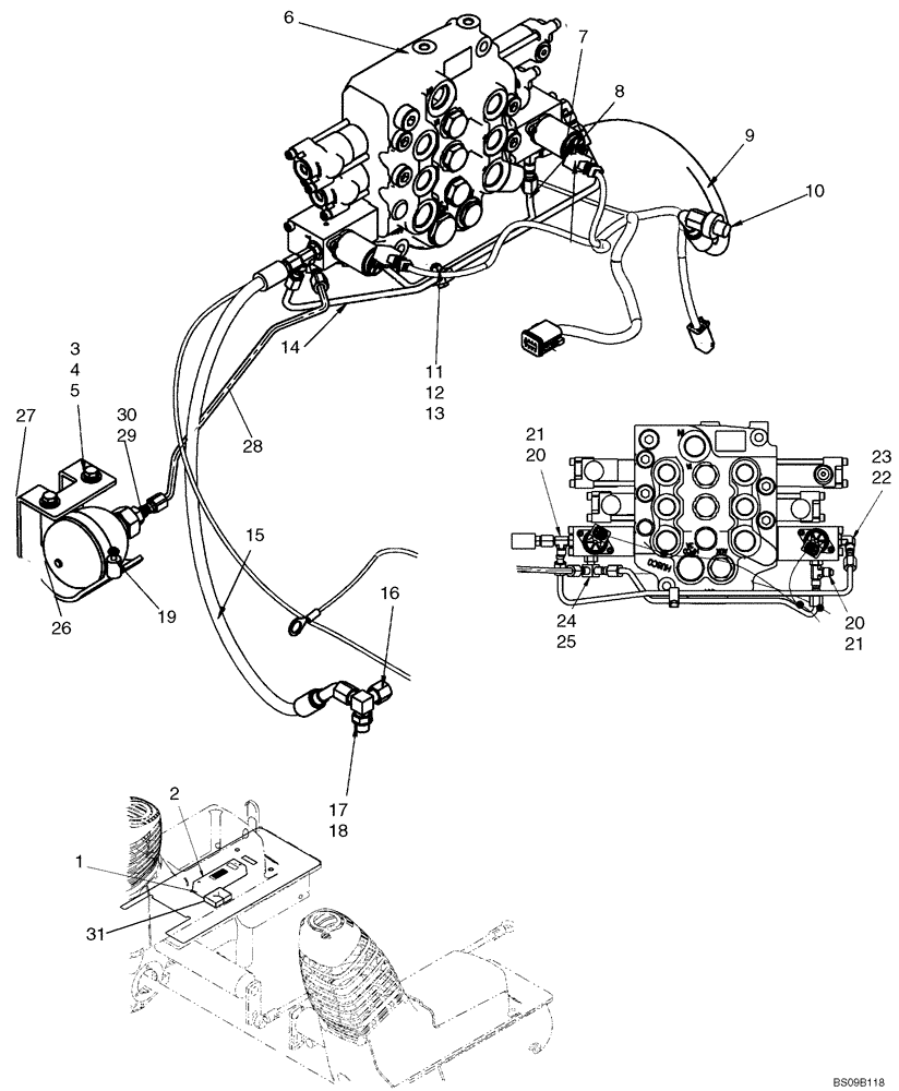 Схема запчастей Case 450CT - (08-04[1]) - HYDRAULICS - AUXILIARY (PROPORTIONAL) PILOT CONTROL (08) - HYDRAULICS