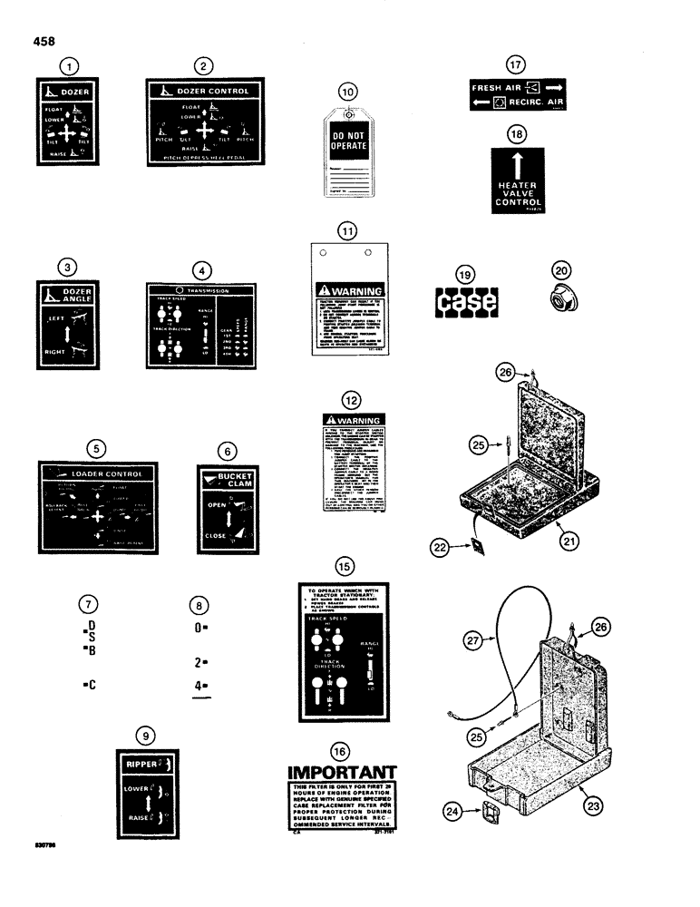 Схема запчастей Case 1150C - (458) - DECALS (09) - CHASSIS/ATTACHMENTS