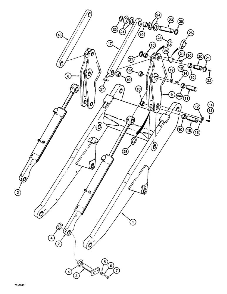 Схема запчастей Case 1150E - (9-004) - LOADER LIFT FRAME, BUCKET CYLINDERS AND LINKS (09) - CHASSIS/ATTACHMENTS