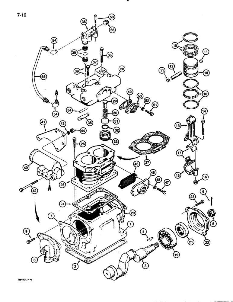 Схема запчастей Case W30 - (7-10) - BRAKE SYSTEM, L112909 AIR COMPRESSOR (07) - BRAKES