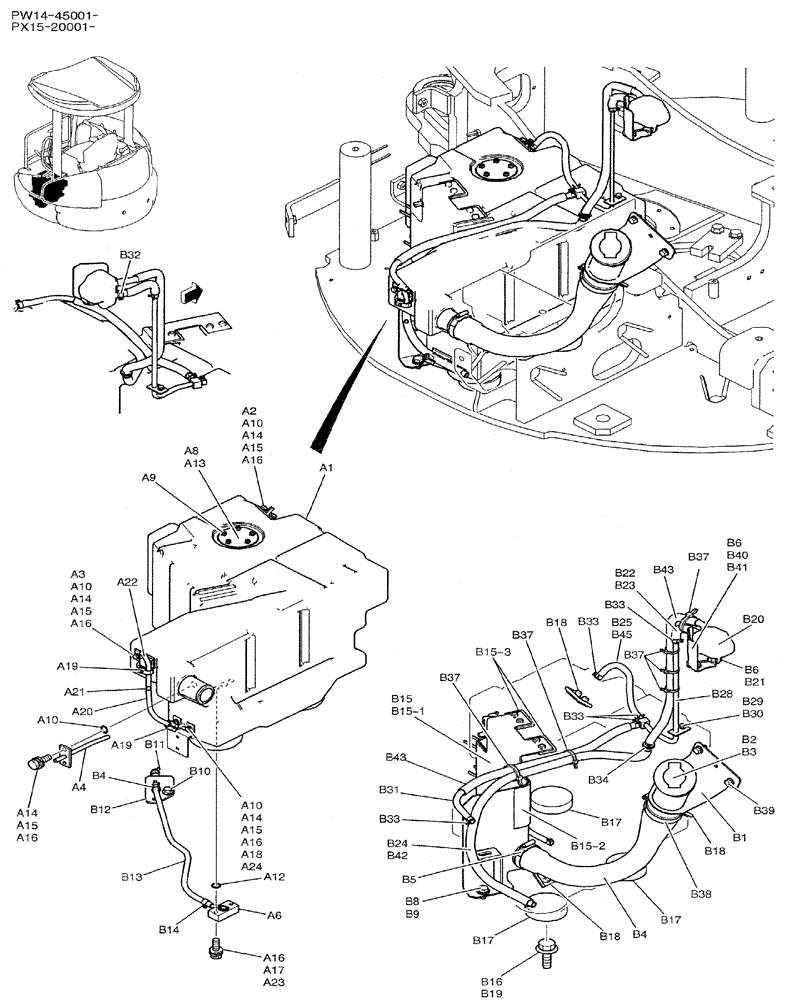 Схема запчастей Case CX31B - (01-012) - TANK ASSY, FUEL (CANOPY) (10) - ENGINE