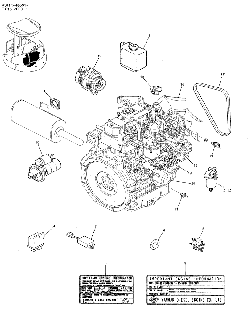 Схема запчастей Case CX31B - (01-005) - ENGINE ASSY (10) - ENGINE