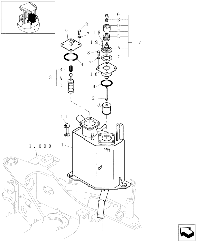 Схема запчастей Case CX27B - (1.020[02]) - OIL TANK (NIBBLER & BREAKER) (01) - Section 1