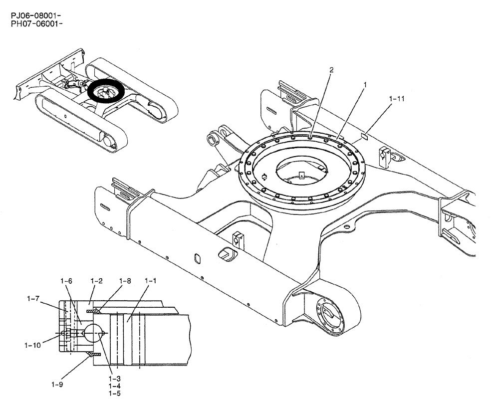 Схема запчастей Case CX50B - (02-003) - RING ASSY, SLEWING (PH40F00005F1) (04) - UNDERCARRIAGE