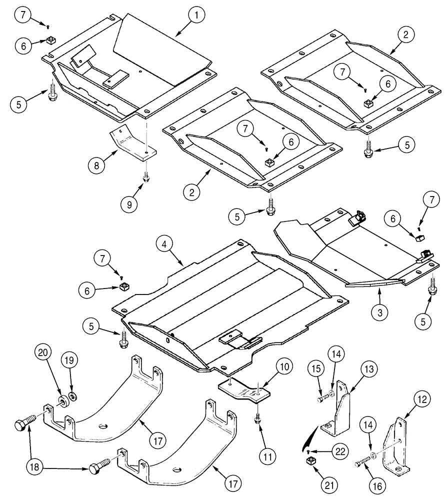 Схема запчастей Case 650H - (09-10) - SHIELDS, UNDERCARRIAGE (09) - CHASSIS