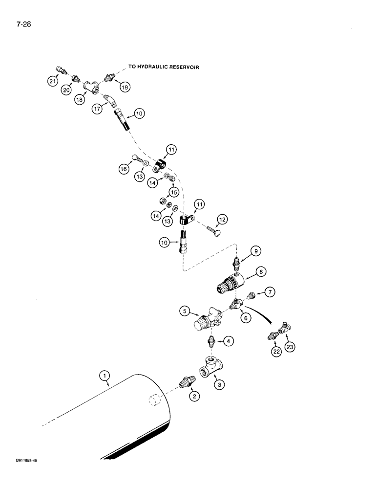 Схема запчастей Case 721 - (7-28) - AIR RESERVOIR TO HYDRAULIC RESERVOIR (07) - BRAKES