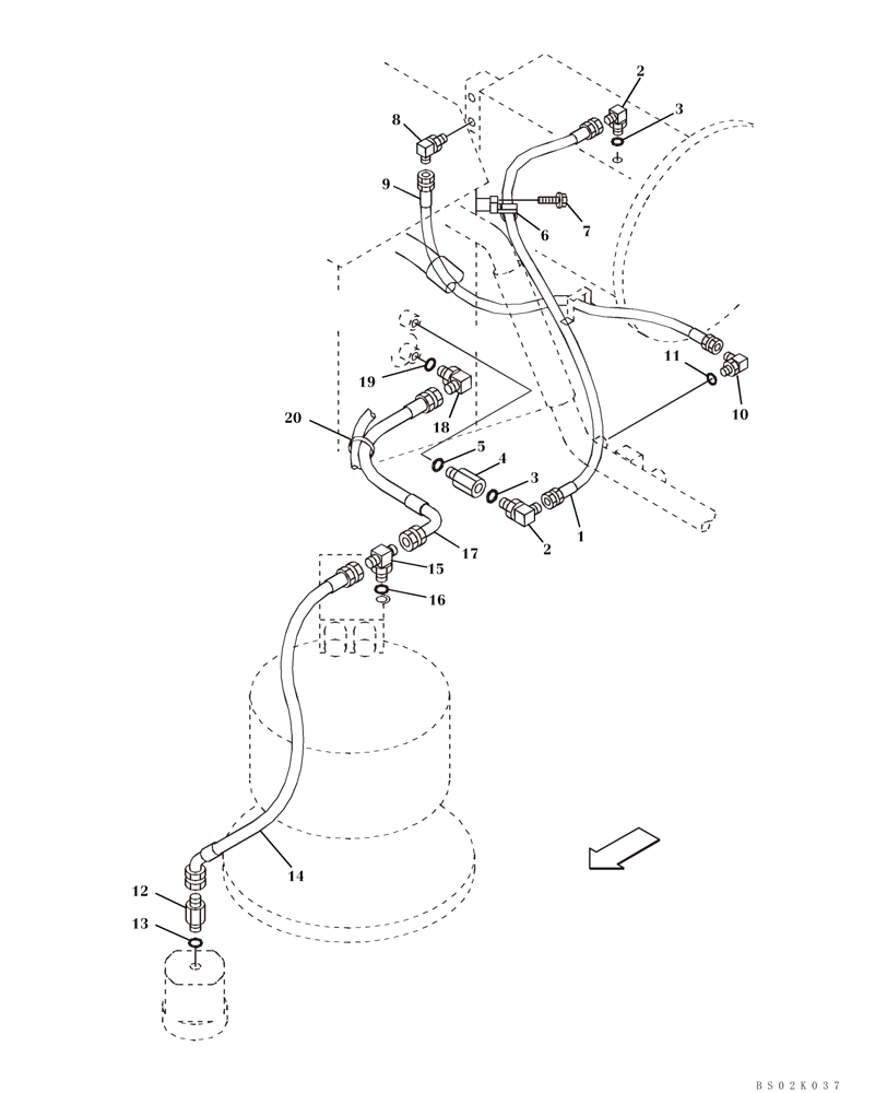 Схема запчастей Case CX330 - (08-07) - HYDRAULICS - DRAIN LINE, MODELS WITHOUT LOAD HOLD (08) - HYDRAULICS