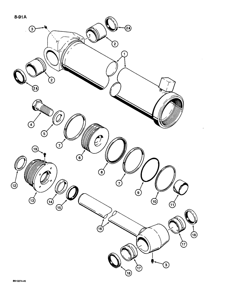 Схема запчастей Case 1085C - (8-091A) - TOOL CYLINDER, REQUIRES SEPARATE HYDRAULIC TUBE TO ROD END OF CYLINDER (08) - HYDRAULICS