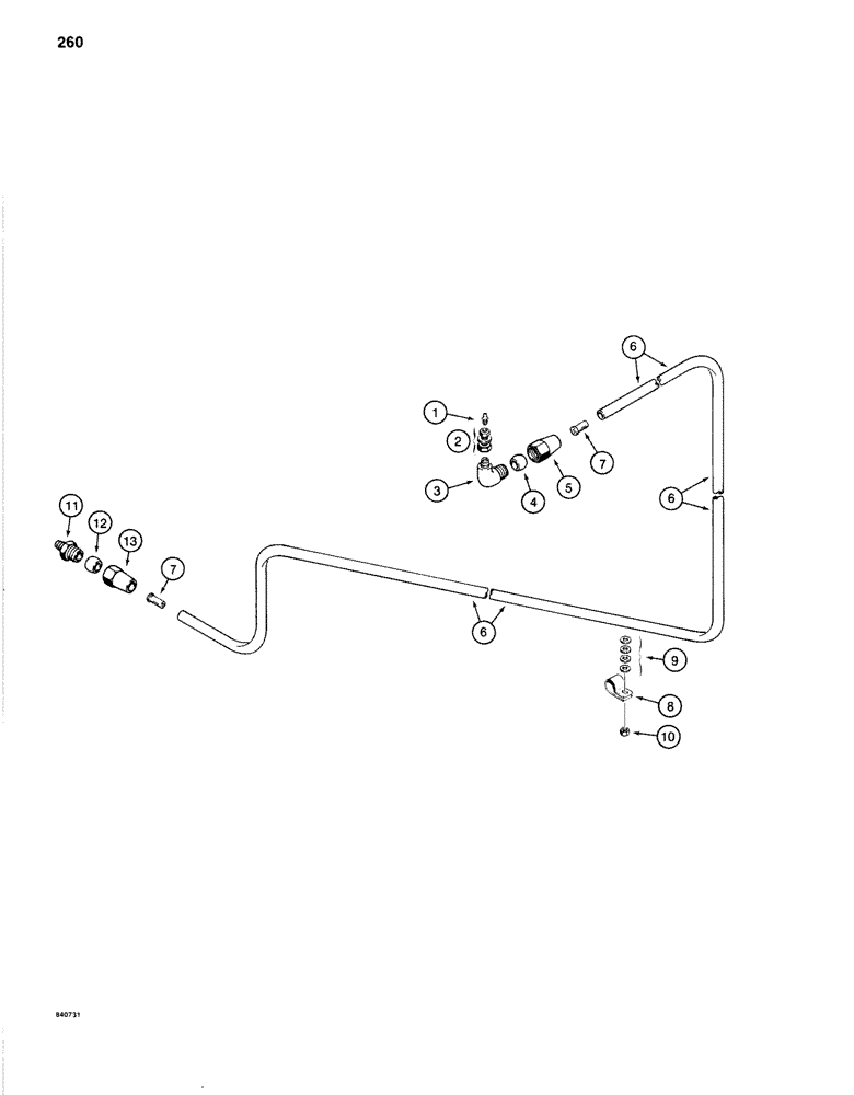 Схема запчастей Case 1280B - (260) - TURNTABLE BEARING LUBRICATION LINE (09) - CHASSIS/ATTACHMENTS