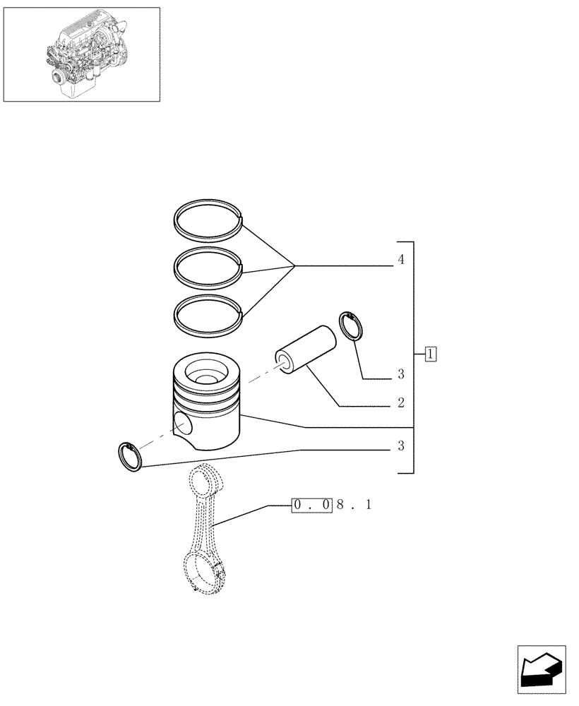 Схема запчастей Case F3BE0684A B002 - (0.08.2[01]) - PISTON - ENGINE (504071434) 