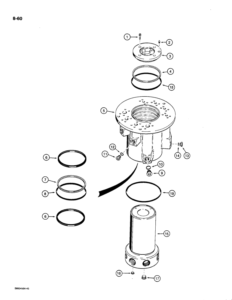 Схема запчастей Case 1085C - (8-060) - LOWER HYDRAULIC SWIVEL (08) - HYDRAULICS