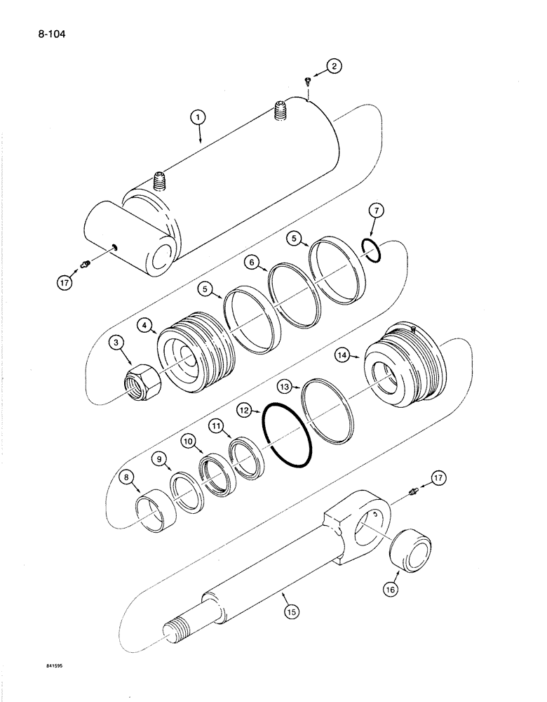 Схема запчастей Case 1086B - (8-104) - S618639 WRIST-O-TWIST CYLINDER, WITH SOLID PISTON (08) - HYDRAULICS