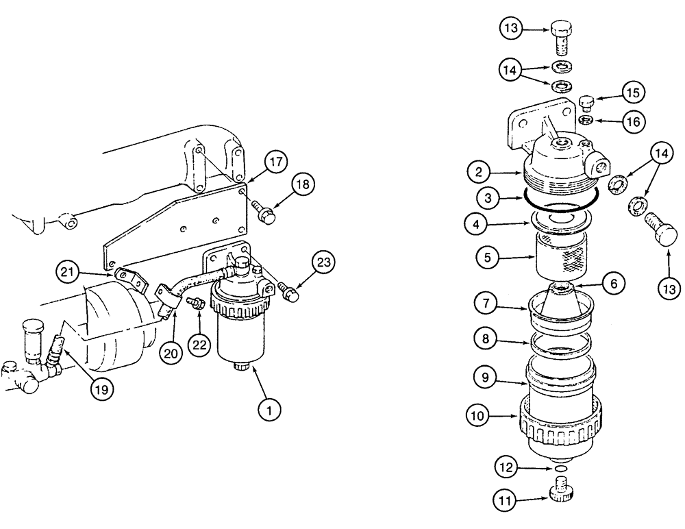 Схема запчастей Case 9050 - (3-18) - FUEL LINES AND WATER SEPARATOR (03) - FUEL SYSTEM