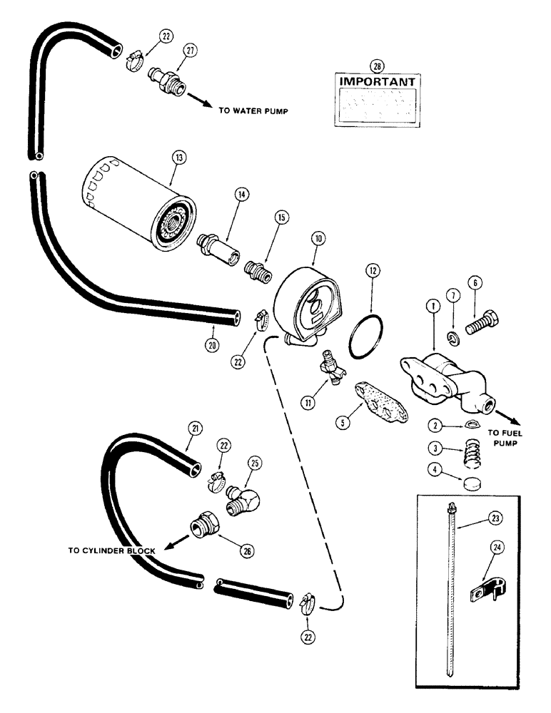 Схема запчастей Case 880 - (034) - OIL FILTER AND COOLER, 336BDT DIESEL ENGINE, USED ENGINE S.N. 10093006 AND AFTER (01) - ENGINE