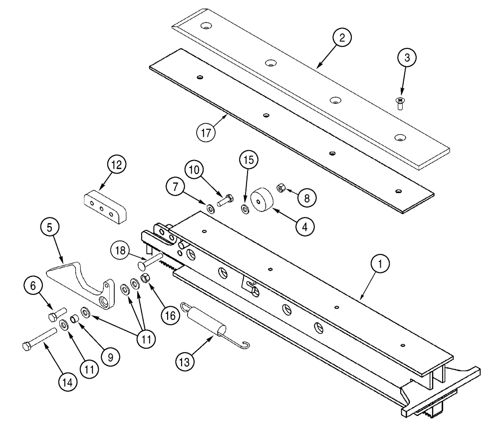 Схема запчастей Case 6030 - (09-03) - MOVER ASSY, SLIDE RAIL DRILL PIPE LOADER (09) - CHASSIS/ATTACHMENTS