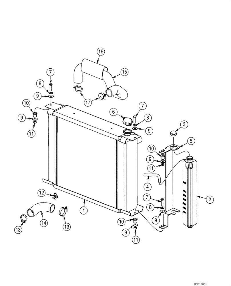 Схема запчастей Case 40XT - (02-01) - RADIATOR - COOLANT RECOVERY SYSTEM (02) - ENGINE