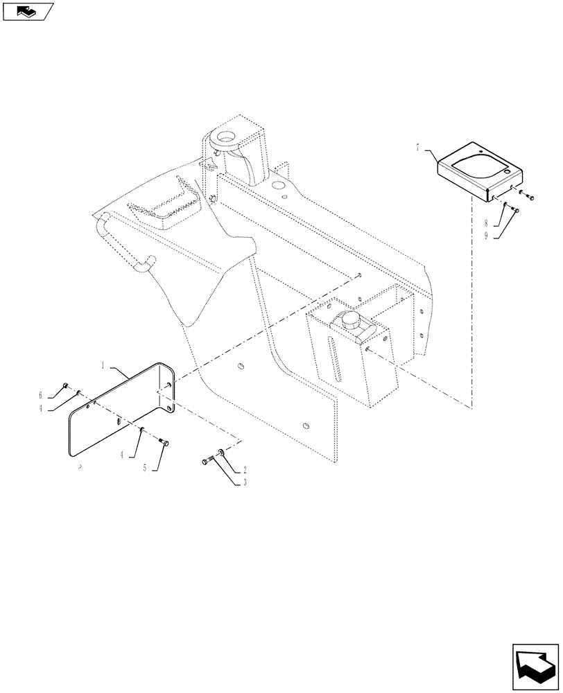 Схема запчастей Case 721F - (90.116.BA[01]) - FENDER, SUPPORT BRACKET, RH (90) - PLATFORM, CAB, BODYWORK AND DECALS