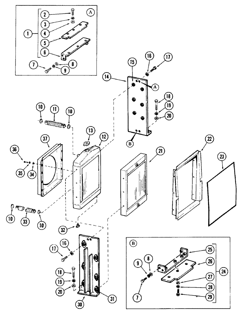 Схема запчастей Case 40 - (078) - RADIATOR, OIL COOLER AND HOSES FOR: CASE 504BDT DIESEL ENGINE (10) - ENGINE