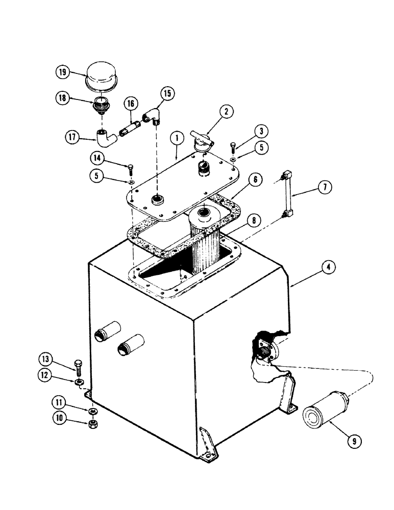 Схема запчастей Case 50 - (8-146) - HYDRAULIC OIL TANK AND RELATED PARTS (08) - HYDRAULICS