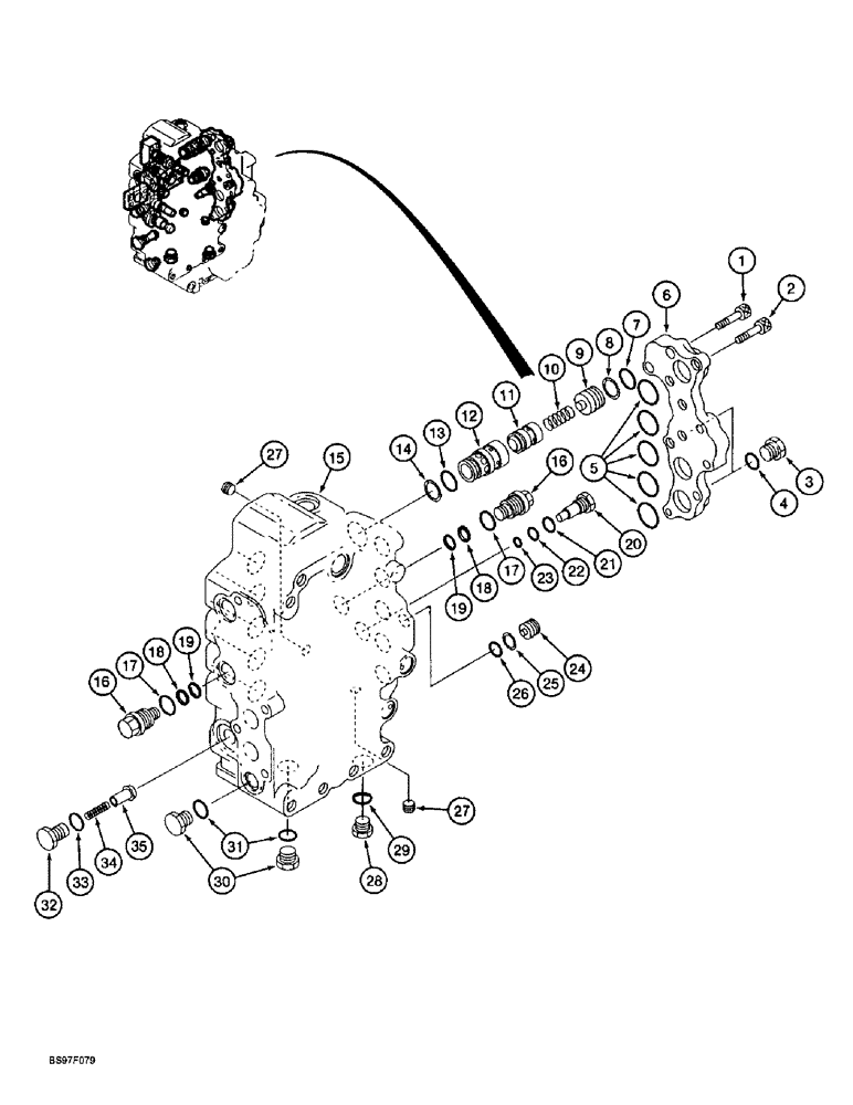 Схема запчастей Case 9030B - (8-146) - HYDRAULIC CONTROL VALVE COMPONENTS, FIVE SPOOL VALVE SECTION, RELIEF AND CHECK VALVES (08) - HYDRAULICS