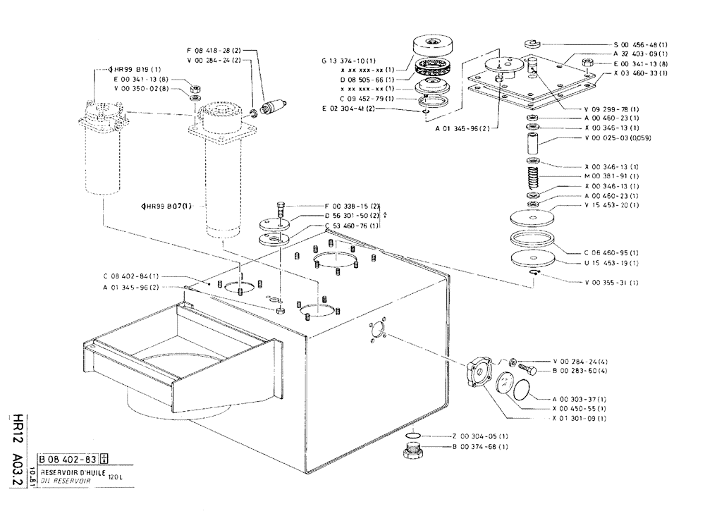 Схема запчастей Case 75C - (HR12 A03.2) - OIL RESERVOIR - 120 L (07) - HYDRAULIC SYSTEM