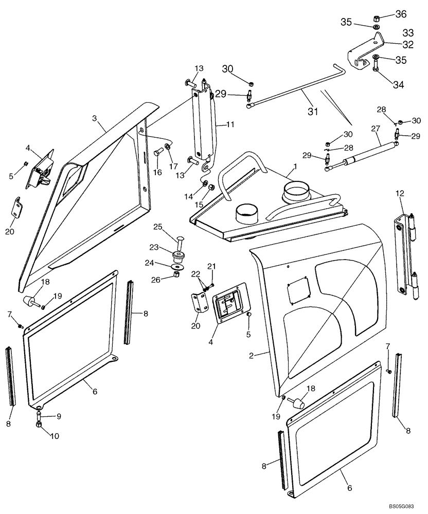 Схема запчастей Case 650K - (09-12) - HOOD AND SIDE PANELS (09) - CHASSIS/ATTACHMENTS