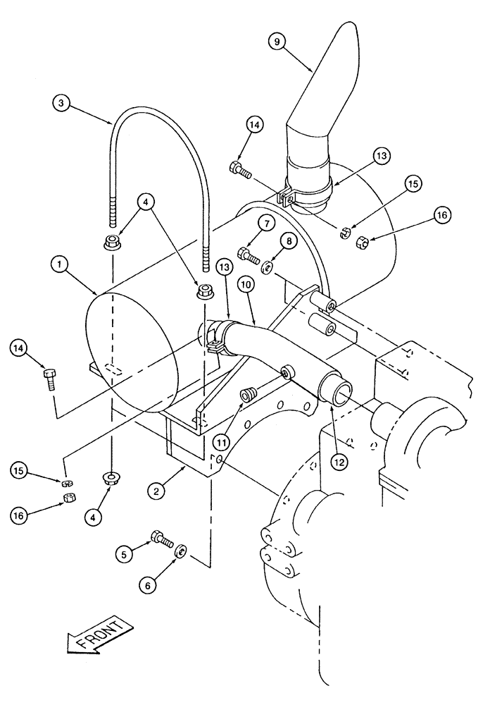 Схема запчастей Case 9040 - (2-08) - MUFFLER AND EXHAUST SYSTEM (02) - ENGINE