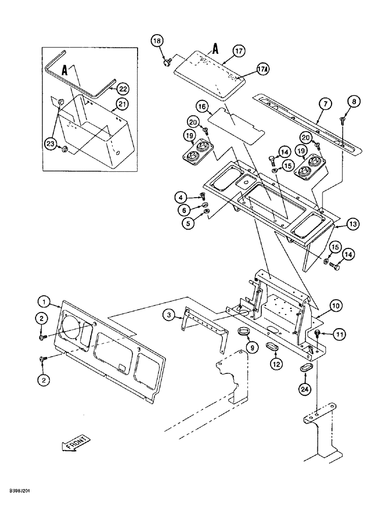 Схема запчастей Case 9060B - (9-074) - CAB REAR CONSOLE AND PANELS, MACHINES WITHOUT AIR CONDITIONING (09) - CHASSIS