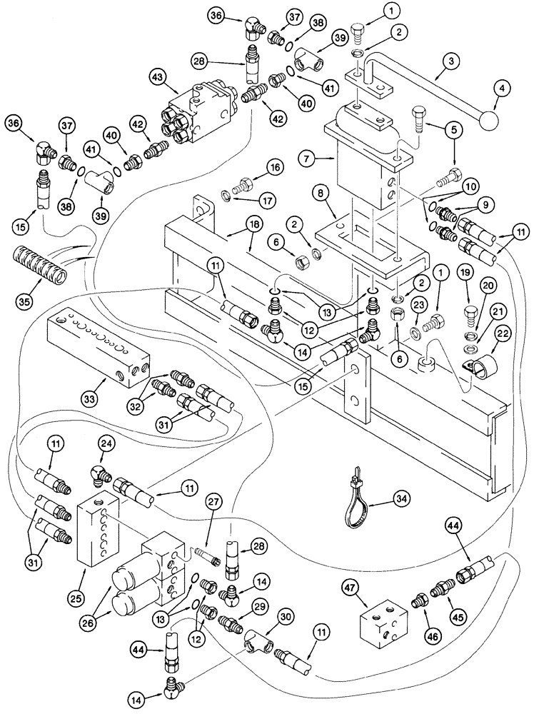 Схема запчастей Case 9060 - (8-034) - HYDRAULIC CONTROL CIRCUIT, REMOTE BOOM CONTROL FOR COUNTERWEIGHT REMOVAL (08) - HYDRAULICS