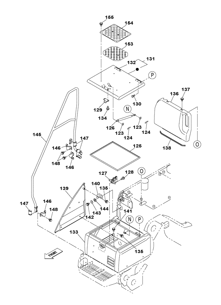 Схема запчастей Case CX250C - (09-008[00]) - COWLING - FRONT RIGHT HAND-SIDE CABINET (09) - CHASSIS/ATTACHMENTS