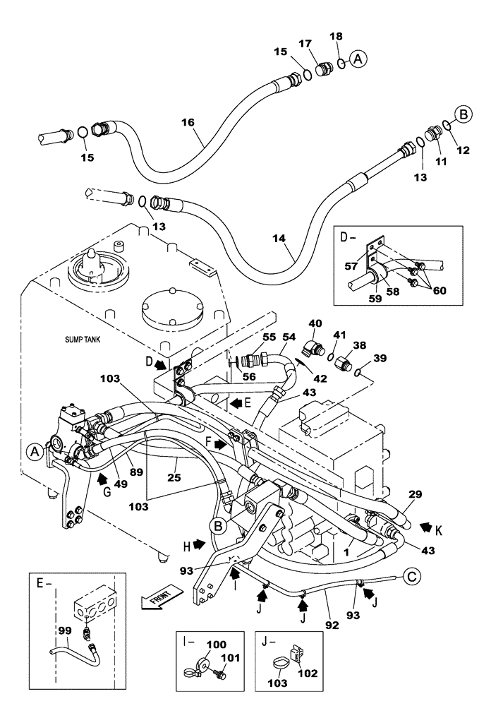 Схема запчастей Case CX210C LC - (35.322.02[01]) - HYDRAULIC CIRCUIT - OPTIONAL - 3-WAY (35) - HYDRAULIC SYSTEMS