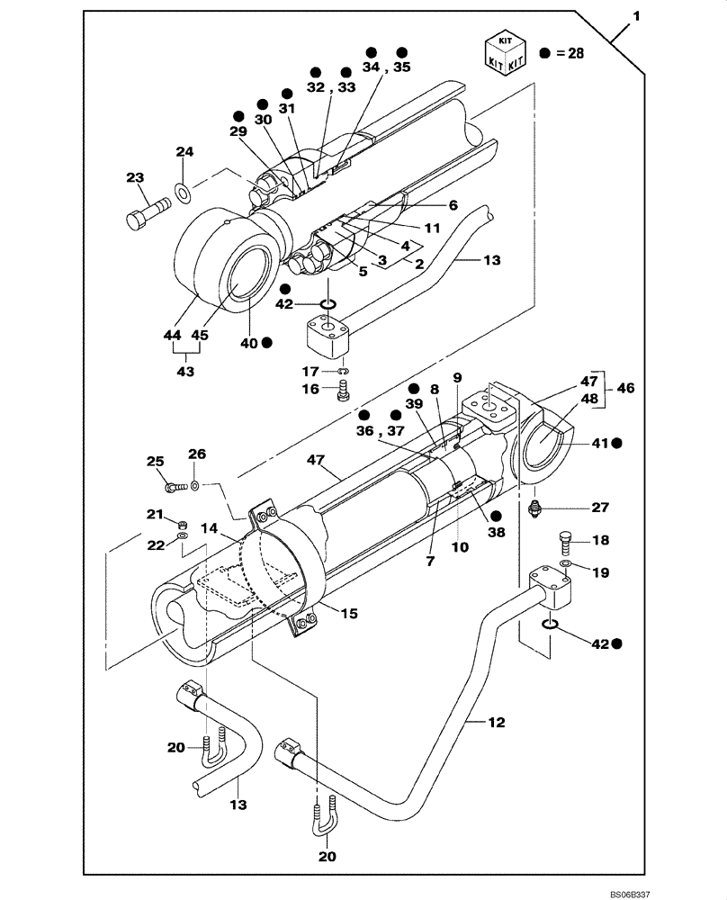 Схема запчастей Case CX700 - (08-301-00[01]) - BOOM CYLINDER - LEFT (WITHOUT VALVE, PRESSURE RELIEF) (08) - HYDRAULICS