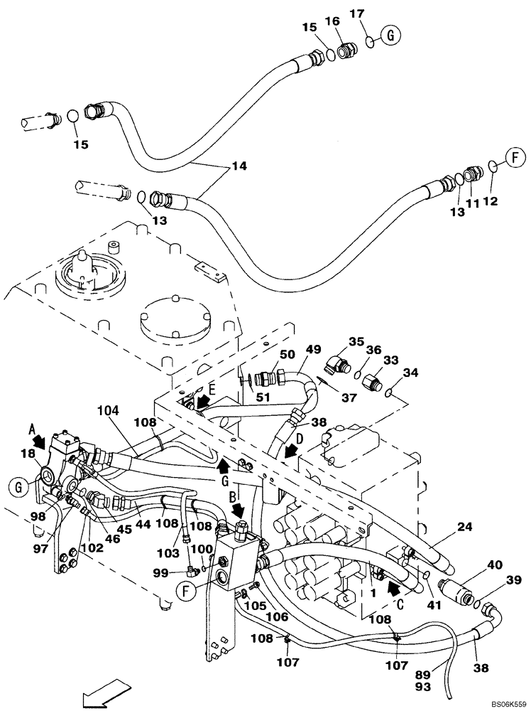 Схема запчастей Case CX240B - (08-035) - HYDRAULICS, AUXILIARY - MULTI-PURPOSE + 3 WAY VALVE, TRIGGER ACTIVATED (08) - HYDRAULICS