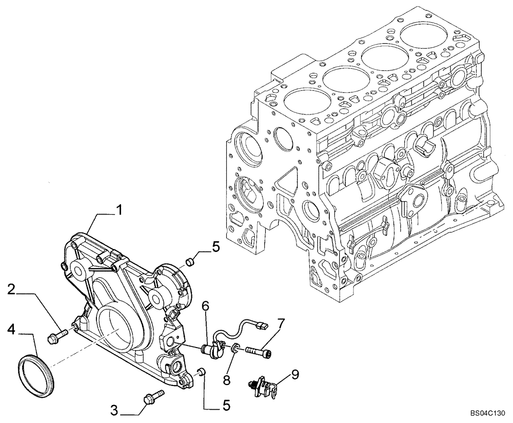 Схема запчастей Case 750K - (02-14) - CYLINDER BLOCK - COVERS (02) - ENGINE