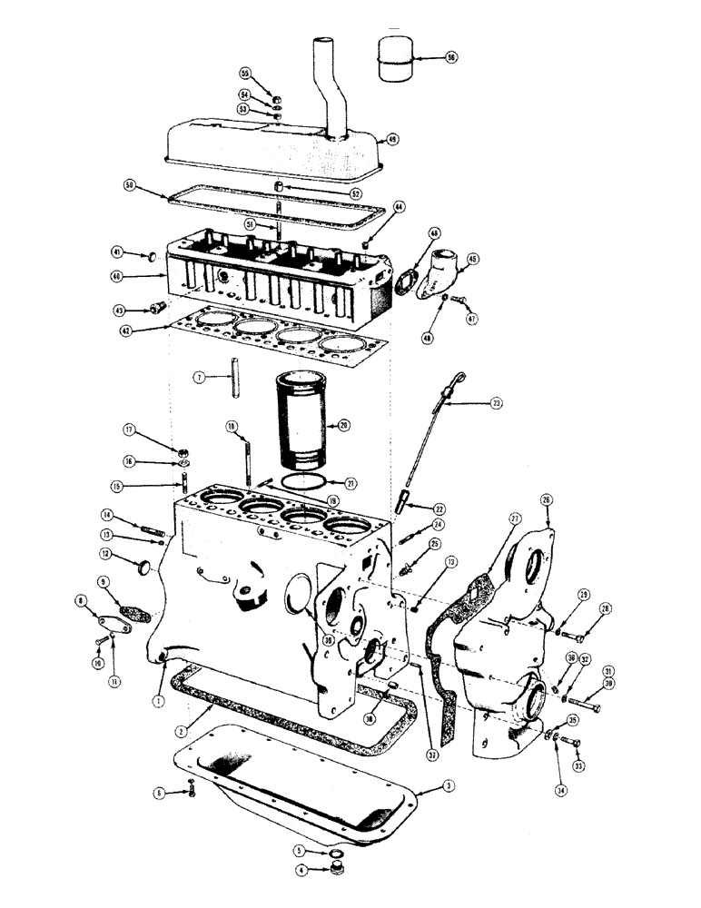 Схема запчастей Case 310 - (008) - ENGINE BLOCK AND RELATED PARTS (01) - ENGINE