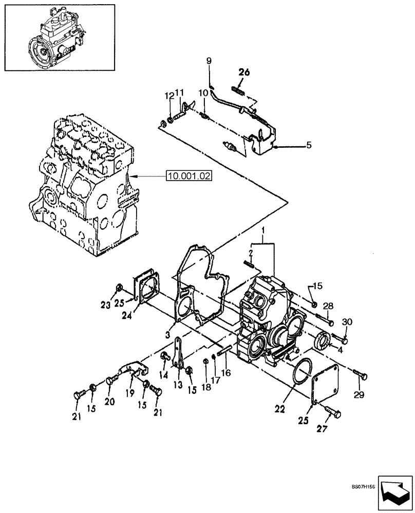 Схема запчастей Case SV185 - (10.106.AG) - TIMING GEAR CASE, GOVERNOR (10) - ENGINE