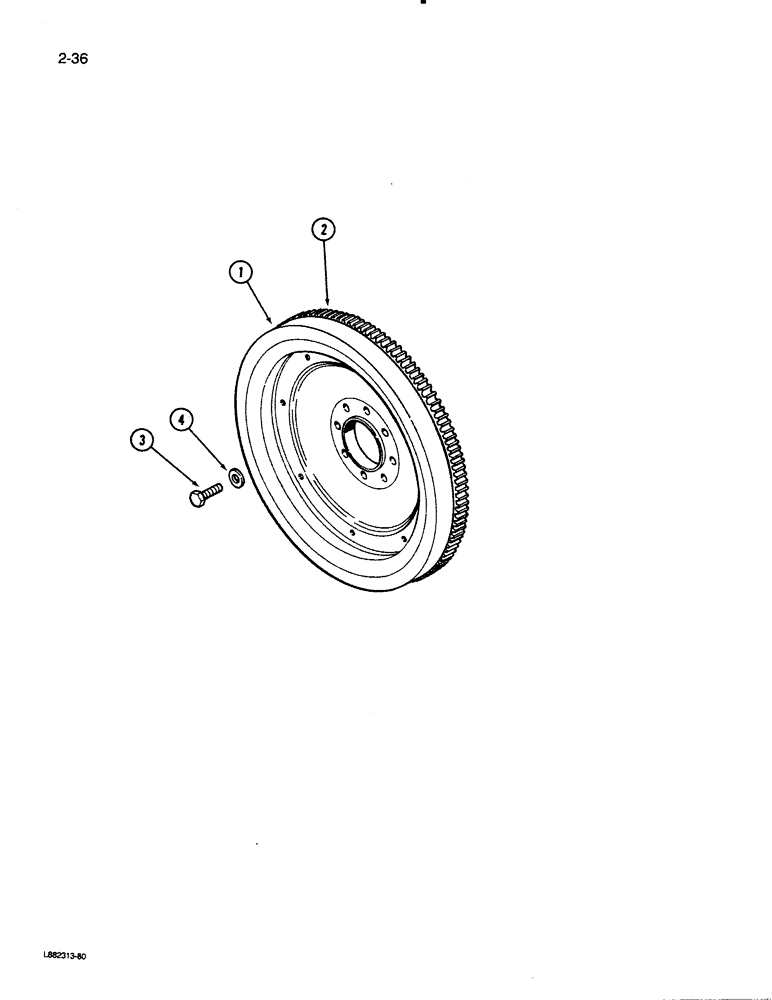 Схема запчастей Case 1550 - (2-36) - FLYWHEEL, 6T-830 ENGINE (02) - ENGINE