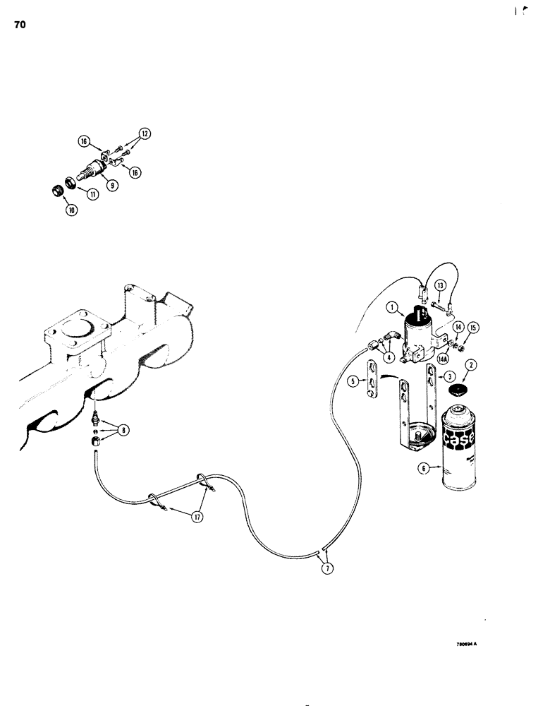 Схема запчастей Case 680G - (070) - COLD START SYSTEM (03) - FUEL SYSTEM