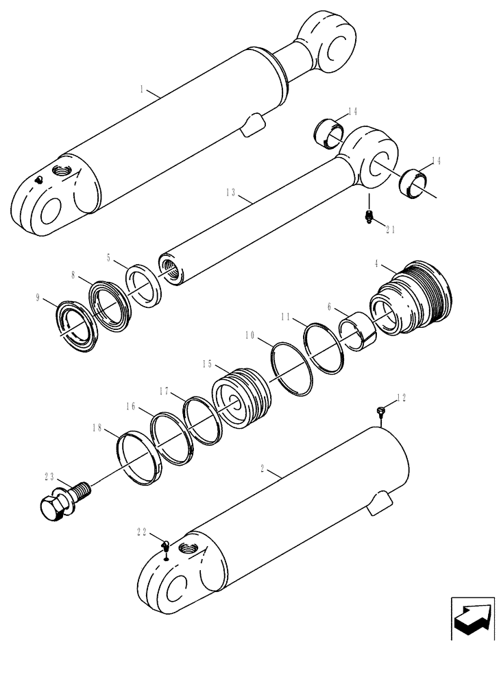 Схема запчастей Case 580SM - (35.730.02) - CYLINDER ASSY - LOADER CLAM (35) - HYDRAULIC SYSTEMS