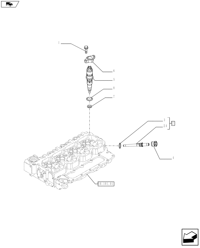 Схема запчастей Case F4HE0484G J100 - (10.218.02) - INJECTION EQUIPMENT - INJECTOR (2855490) (10) - ENGINE