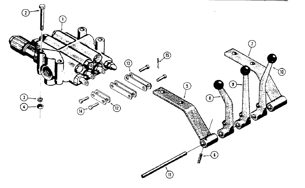 Схема запчастей Case 32S - (052[1]) - D36726 3 SPOOL VALVE AND LEVERS 