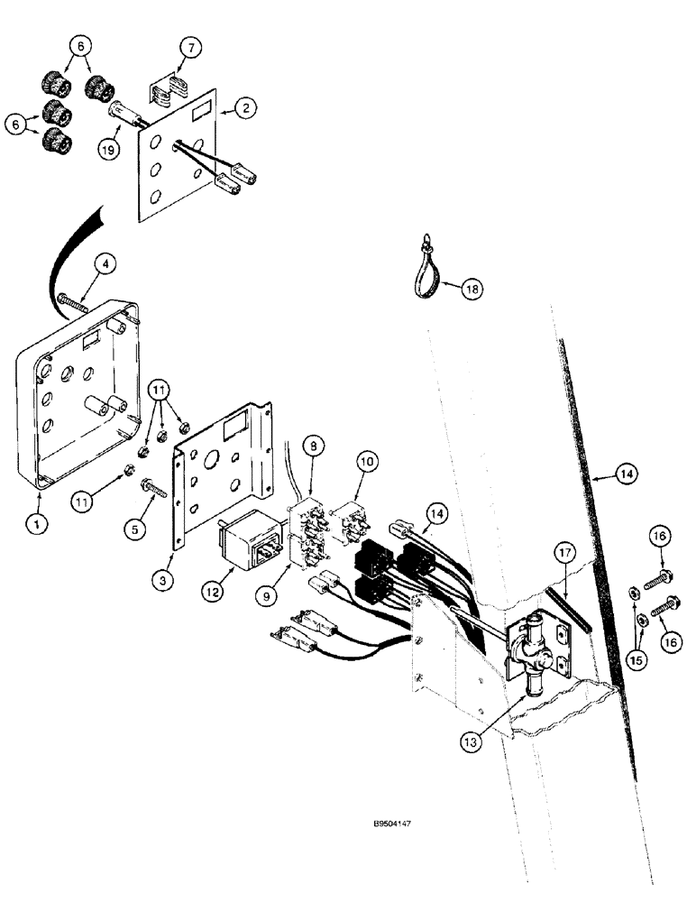 Схема запчастей Case 580L - (9-095) - CAB CONTROL PANEL AND WIRING (09) - CHASSIS/ATTACHMENTS