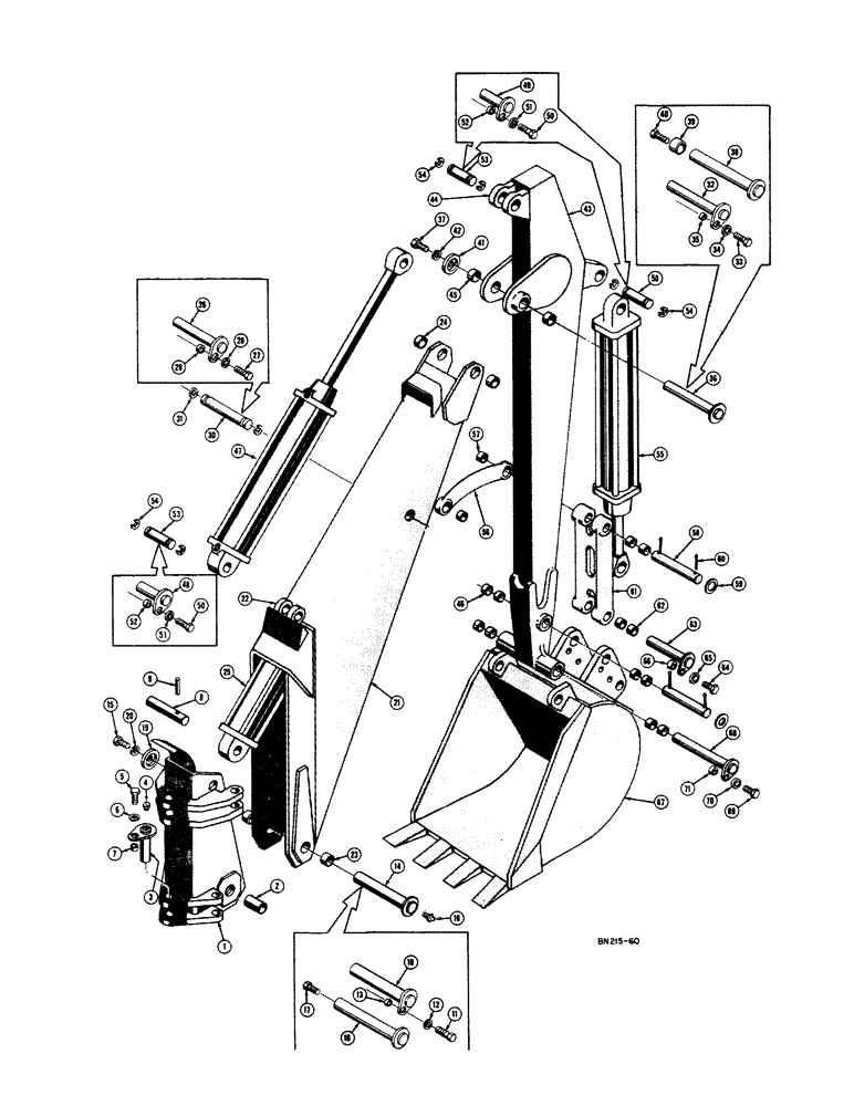 Схема запчастей Case 420BD - (196) - TOWER, BOOM, DIPPER ARM, AND BUCKET, TOWER, BOOM, DIPPER ARM 