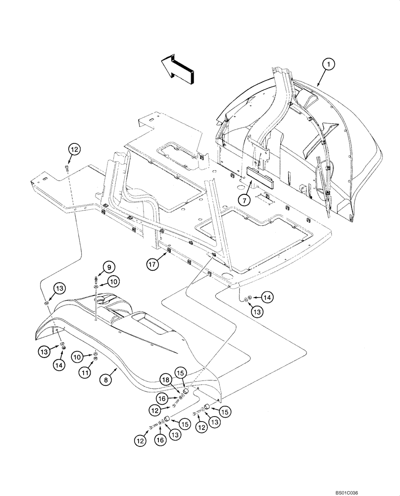 Схема запчастей Case 570MXT - (09-29) - FENDERS, REAR (CAB MODELS) (IF USED) (09) - CHASSIS/ATTACHMENTS