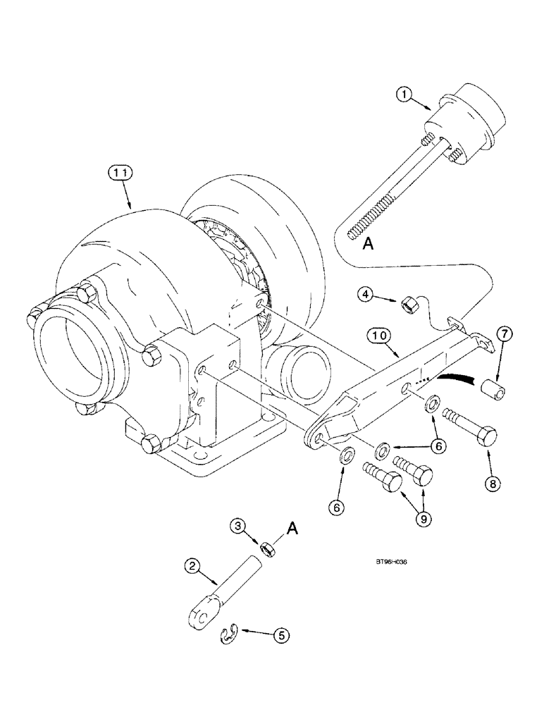 Схема запчастей Case 590SL - (2-26) - WASTEGATE ACTUATOR, 4T-390 EMISSIONS CERTIFIED ENGINE (02) - ENGINE