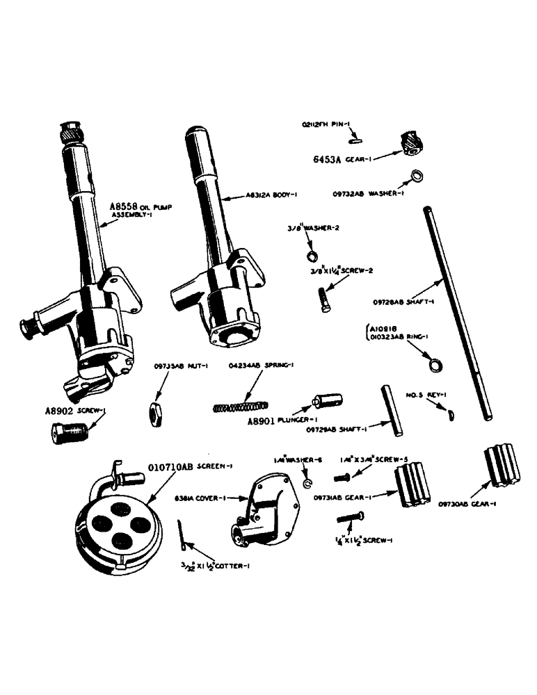 Схема запчастей Case 420 - (011) - POWRDYNE GAS ENGINE, OIL PUMP (10) - ENGINE